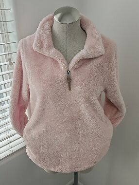 Cozy Plush Half-Zip Pullover Jacket - Blush Pink